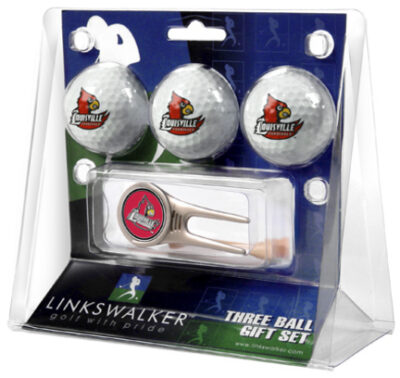 Louisville Cardinals 3 Golf Ball Gift Pack with Cap Tool