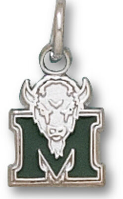 Marshall Thundering Herd Green Enamel "M Marco" 3/8" Charm - Sterling Silver Jewelry