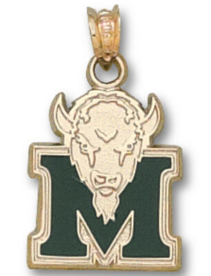 Marshall Thundering Herd Green Enamel "M Marco" 5/8" Pendant - 14KT Gold Jewelry