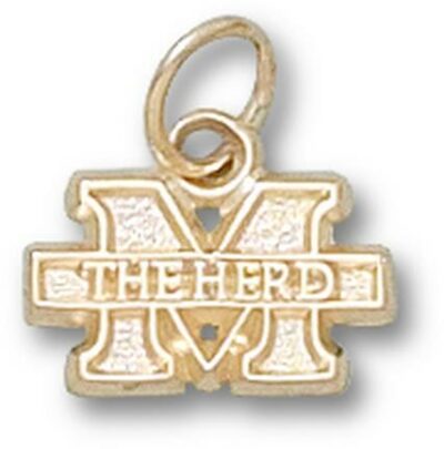 Marshall Thundering Herd "M The Herd" 1/4" Charm - 10KT Gold Jewelry