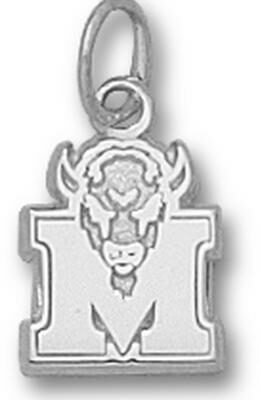 Marshall Thundering Herd New "M Marco" 3/8" Charm - Sterling Silver Jewelry