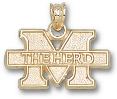 Marshall Thundering Herd New "M The Herd" 7/16" Pendant - 10KT Gold Jewelry