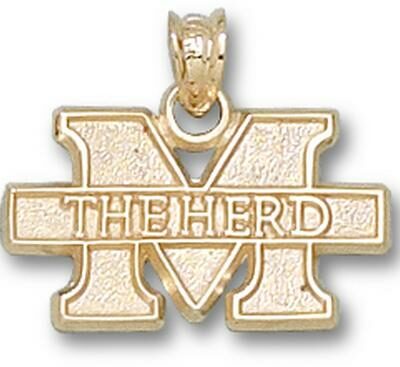 Marshall Thundering Herd New "M The Herd" 7/16" Pendant - 10KT Gold Jewelry