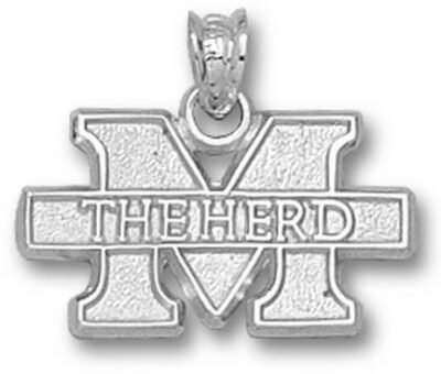 Marshall Thundering Herd New "M The Herd" 7/16" Pendant - Sterling Silver Jewelry