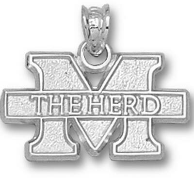 Marshall Thundering Herd New "M The Herd" 7/16" Pendant - Sterling Silver Jewelry