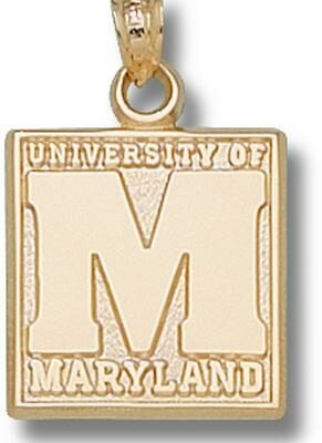 Maryland Terrapins Square "M with University of Maryland" Pendant - 14KT Gold Jewelry