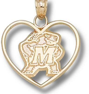 Maryland Terrapins "Terrapin" Heart Pendant - 14KT Gold Jewelry