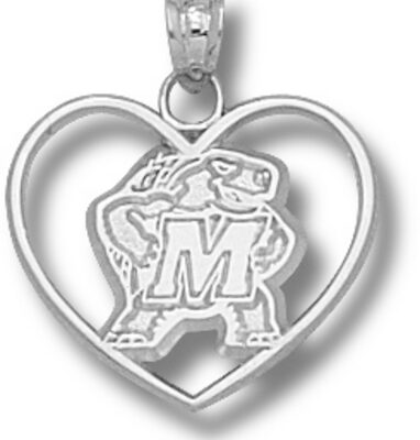 Maryland Terrapins "Terrapin" Heart Pendant - Sterling Silver Jewelry