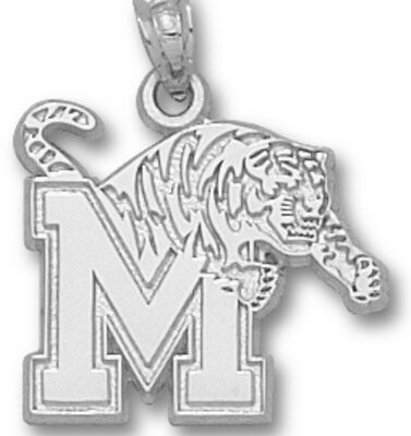 Memphis Tigers "M Tiger" 5/8" Pendant - Sterling Silver Jewelry