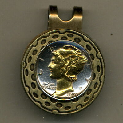 Mercury Silver Dime Two Tone Coin Golf Ball Marker