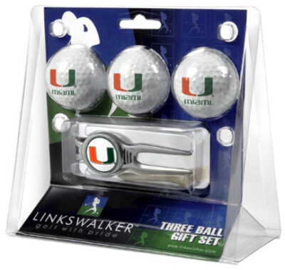 Miami Hurricanes 3 Ball Golf Gift Pack with Kool Tool