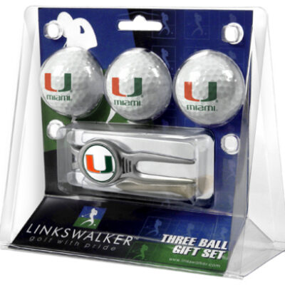 Miami Hurricanes 3 Ball Golf Gift Pack with Kool Tool