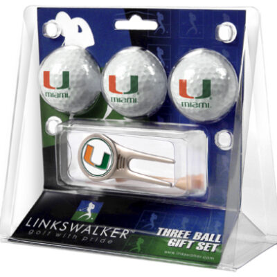 Miami Hurricanes 3 Golf Ball Gift Pack with Cap Tool