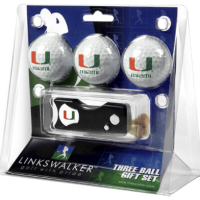 Miami Hurricanes 3 Golf Ball Gift Pack with Spring Action Tool