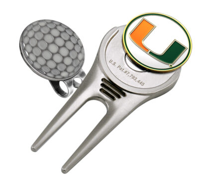 Miami Hurricanes Divot Tool Hat Clip with Golf Ball Marker (Set of 2)