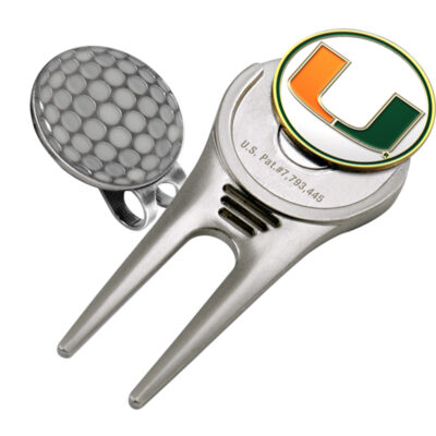 Miami Hurricanes Divot Tool Hat Clip with Golf Ball Marker (Set of 2)