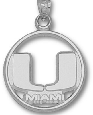 Miami Hurricanes Pierced Circle "U Miami" Pendant - Sterling Silver Jewelry