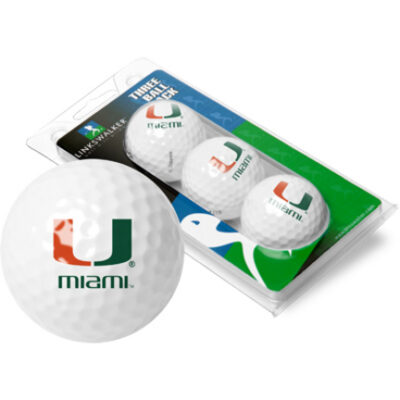 Miami Hurricanes Top Flite XL Golf Balls 3 Ball Sleeve (Set of 3)