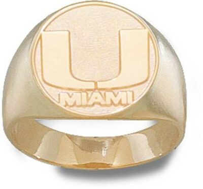 Miami Hurricanes "U Miami" Men's Ring - 14KT Gold Jewelry (Size 10 1/2)