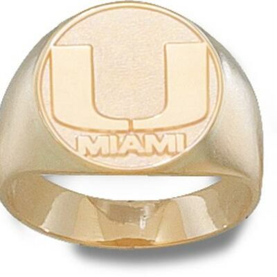 Miami Hurricanes "U Miami" Men's Ring - 14KT Gold Jewelry (Size 10 1/2)