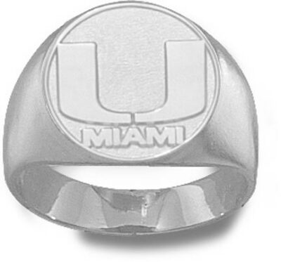 Miami Hurricanes "U Miami" Men's Ring - Sterling Silver Jewelry (Size 10 1/2)