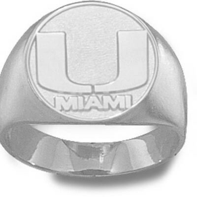 Miami Hurricanes "U Miami" Men's Ring - Sterling Silver Jewelry (Size 10 1/2)