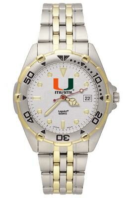 Miami Hurricanes "U with Miami" All Star Watch with Stainless Steel Band - Men's