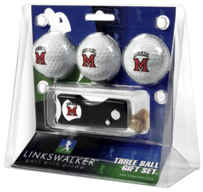 Miami (Ohio) RedHawks 3 Golf Ball Gift Pack with Spring Action Tool