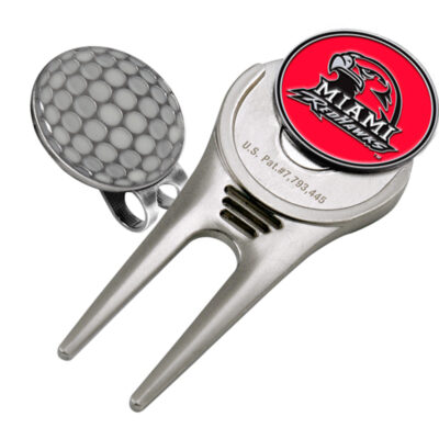 Miami (Ohio) RedHawks Divot Tool Hat Clip with Golf Ball Marker (Set of 2)