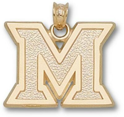 Miami (Ohio) RedHawks "M" Pendant - 14KT Gold Jewelry