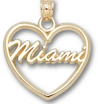 Miami (Ohio) RedHawks "Miami" Heart Pendant - 14KT Gold Jewelry