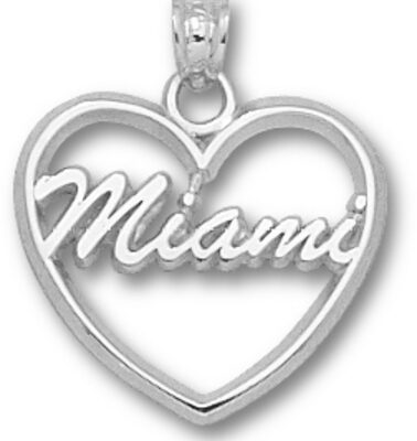 Miami (Ohio) RedHawks "Miami" Heart Pendant - Sterling Silver Jewelry