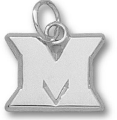 Miami (Ohio) RedHawks New "M" 3/8" Charm - Sterling Silver Jewelry