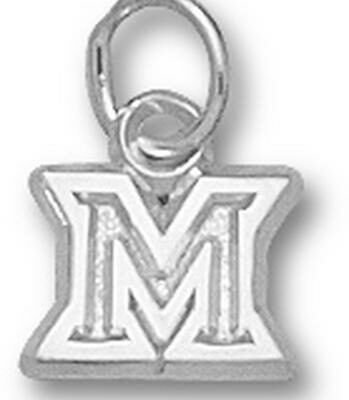 Miami (Ohio) RedHawks New "M" 3/8" Outlined Charm - Sterling Silver Jewelry