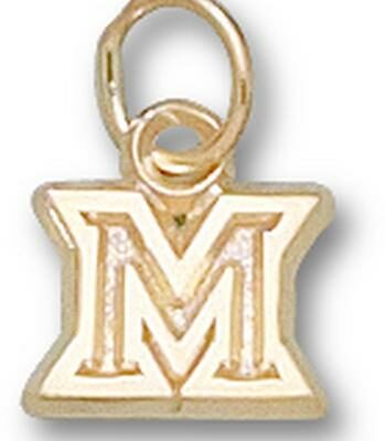 Miami (Ohio) RedHawks New Outlined "M" 1/4" Charm - 10KT Gold Jewelry