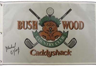 Michael O'Keefe Autographed Caddyshack Golf Pin Flag