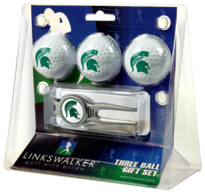 Michigan State Spartans 3 Ball Golf Gift Pack with Kool Tool