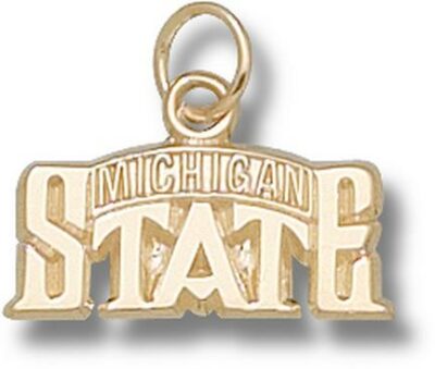 Michigan State Spartans "Bridge Design Logo" 5/16" Charm - 14KT Gold Jewelry