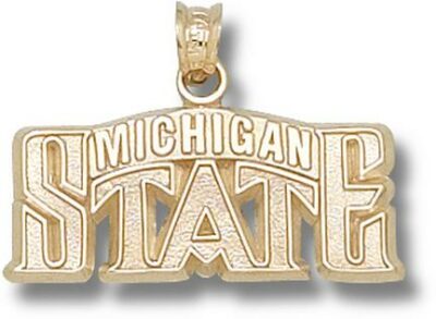 Michigan State Spartans "Michigan State" Bridge 7/16" Pendant - 10KT Gold Jewelry