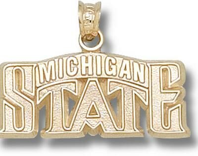 Michigan State Spartans "Michigan State" Bridge 7/16" Pendant - 10KT Gold Jewelry