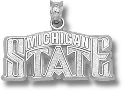 Michigan State Spartans "Michigan State" Bridge 7/16" Pendant - Sterling Silver Jewelry