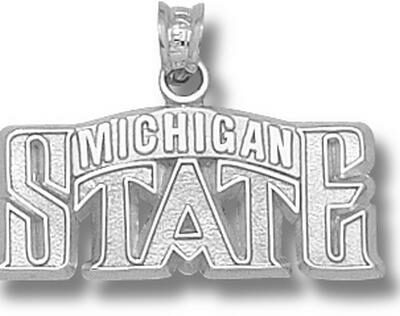 Michigan State Spartans "Michigan State" Bridge 7/16" Pendant - Sterling Silver Jewelry