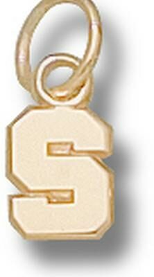 Michigan State Spartans Polished "S" 1/4" Charm - 14KT Gold Jewelry