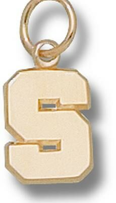 Michigan State Spartans Polished "S" 3/8" Charm - 10KT Gold Jewelry