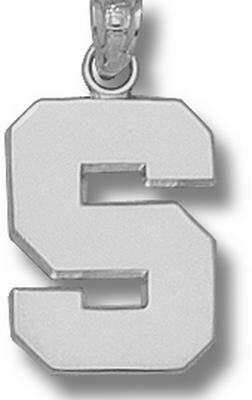 Michigan State Spartans Polished "S" 5/8" Pendant - Sterling Silver Jewelry