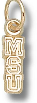 Michigan State Spartans Vertical "MSU" 3/8" Charm - 10KT Gold Jewelry