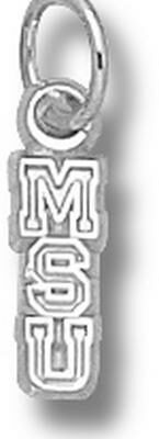 Michigan State Spartans Vertical "MSU" 3/8" Charm - Sterling Silver Jewelry