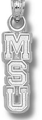 Michigan State Spartans Vertical "MSU" 5/8" Pendant - Sterling Silver Jewelry