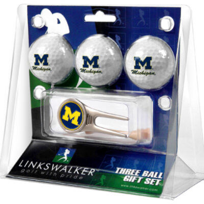 Michigan Wolverines 3 Golf Ball Gift Pack with Cap Tool