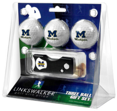 Michigan Wolverines 3 Golf Ball Gift Pack with Spring Action Tool